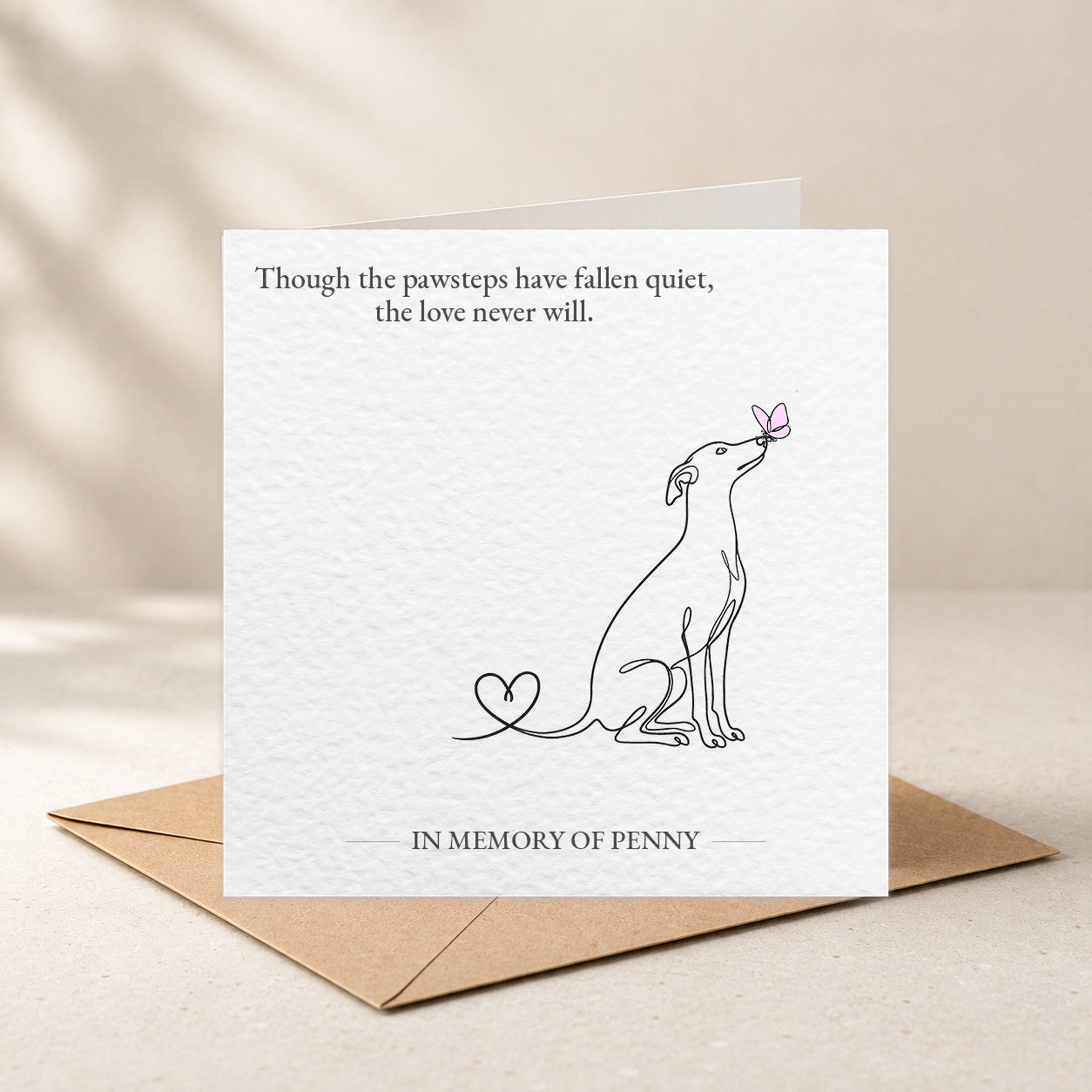 Personalised Dog Memorial Card – Though the Pawsteps Have Fallen Quiet | Dog Sympathy Card